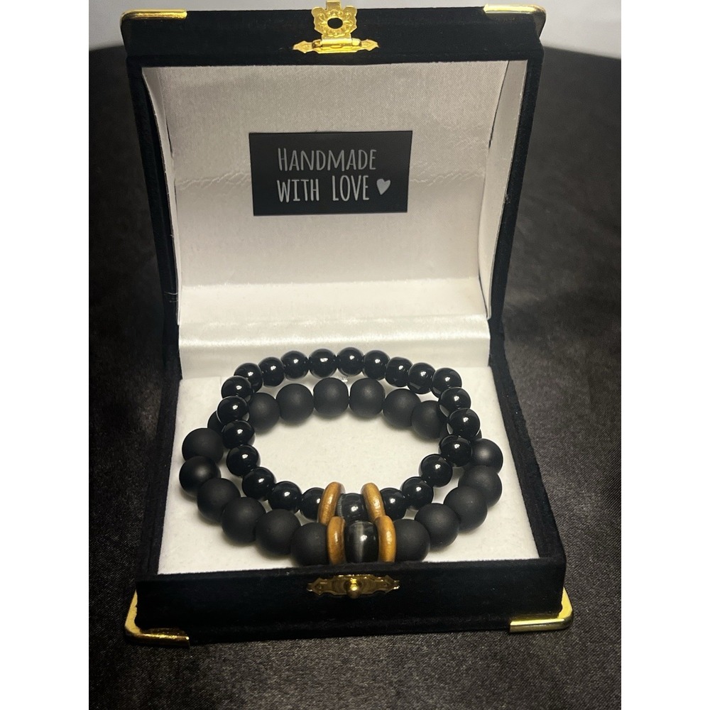 His & Hers Matching Beaded Bracelet Set – Handmade by Me – Includes Gift Box - Picture 6 of 6